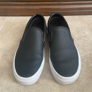 Vans Perforated Leather Slip-On (Black and White, US W 8, M 6.5)
